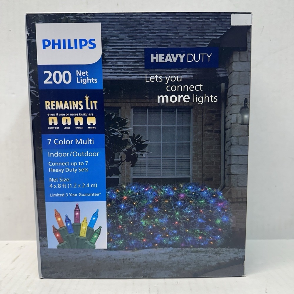 200 Net Lights 7 color Multi Indoor/Outdoor Christmas‎ Decoration Holiday Lights